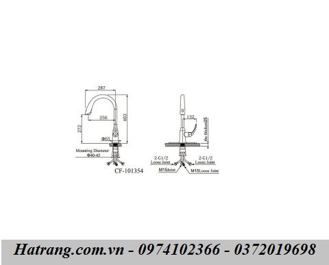 Bản vẽ Vòi bếp cảm ứng CLARA CF-101354