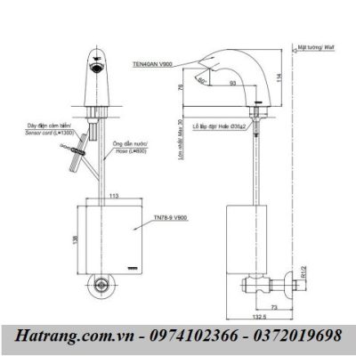 Bản kĩ thuật Vòi cảm ứng lavabo TOTO TEN40ANV900/TN78-9V900/HAP004A