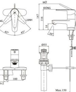 Vòi chậu rửa mặt lavabo INAX LFV-1101S-1