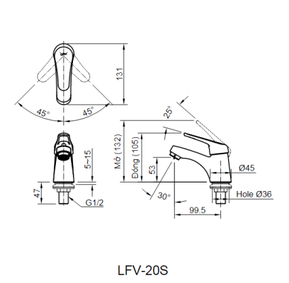 Vòi chậu nước lạnh INAX LFV-20S