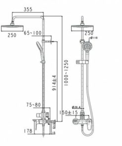 Bản vẽ kỹ thuật Sen tắm cây nhiệt độ American WF-1772 chính hãng