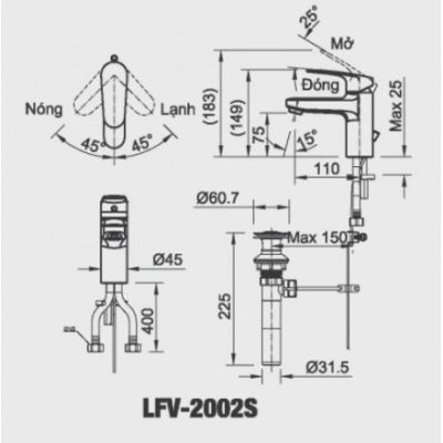 Vòi chậu lavabo Inax LFV-2002S