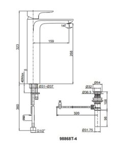 Vòi rửa mặt lavabo Kohler K-98868T-4-CP