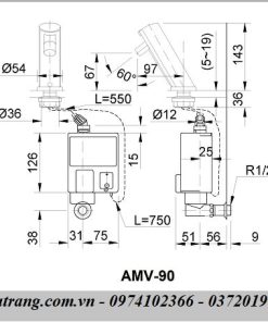 Bản kĩ thuật Vòi xả cảm ứng Inax AMV-90