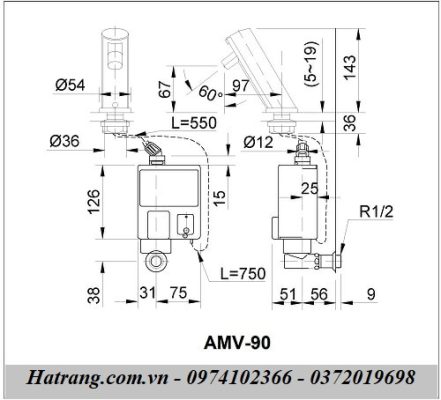 Bản kĩ thuật Vòi xả cảm ứng Inax AMV-90K (220V)