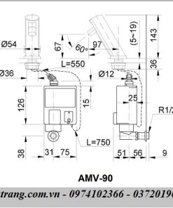 Bản kĩ thuật Vòi xả cảm ứng Inax AMV-90K