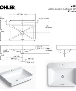 Bản kĩ thuật Chậu rửa lavabo đặt bàn Kohler K-2660X-1-0