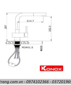 Vòi rửa bát Konox dây rút KN1337