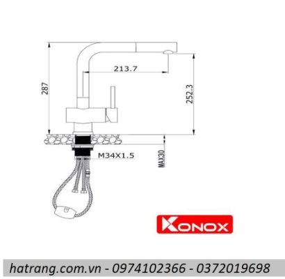 Vòi rửa bát Konox dây rút KN1337
